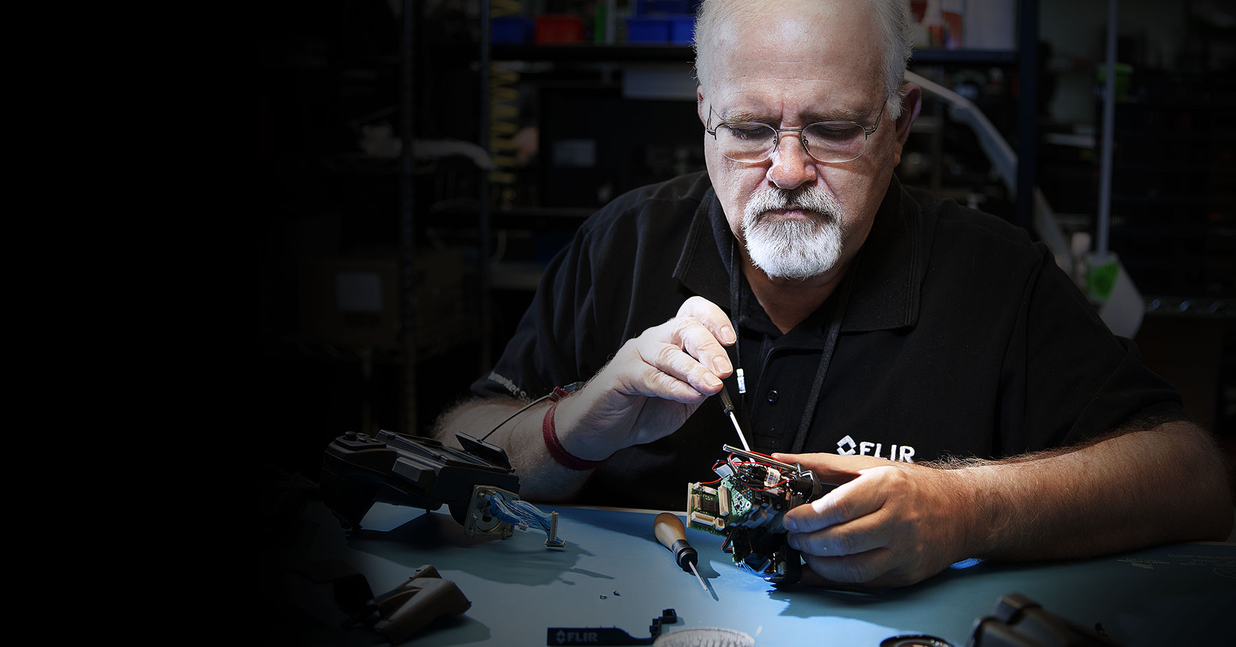 Technician fixing FLIR product